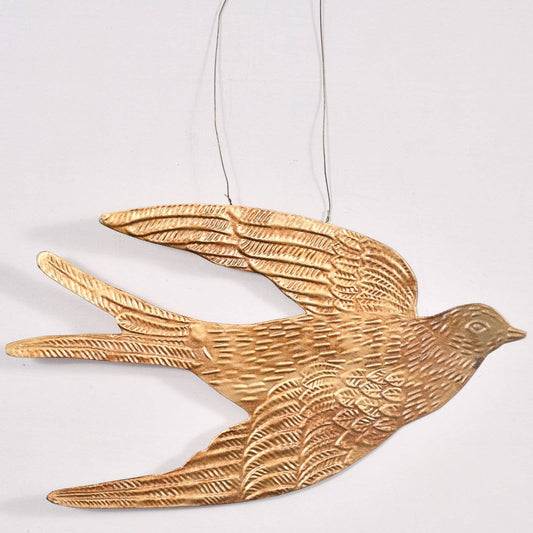 GOLD SWALLOW BIRD HANGING 16x1x9CM (small)