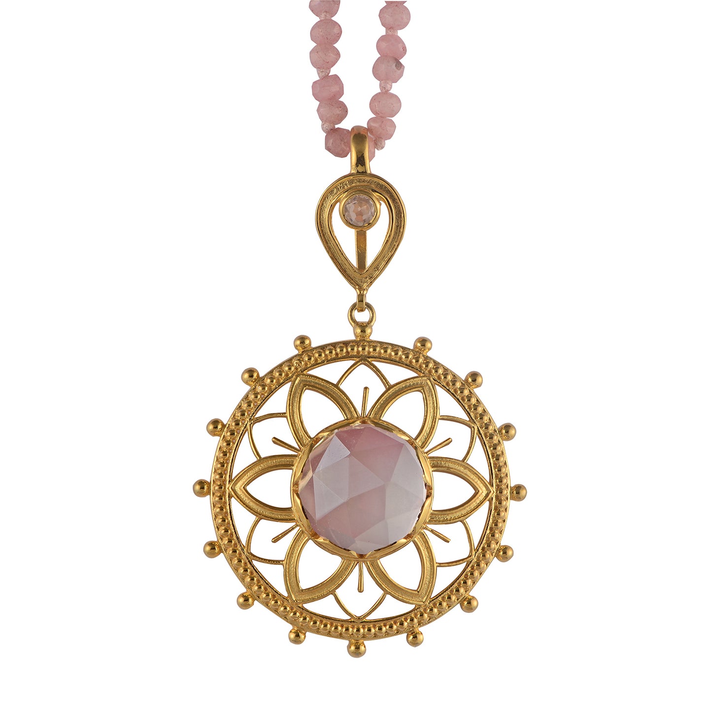 Bali Rose Quartz Pendant Necklace