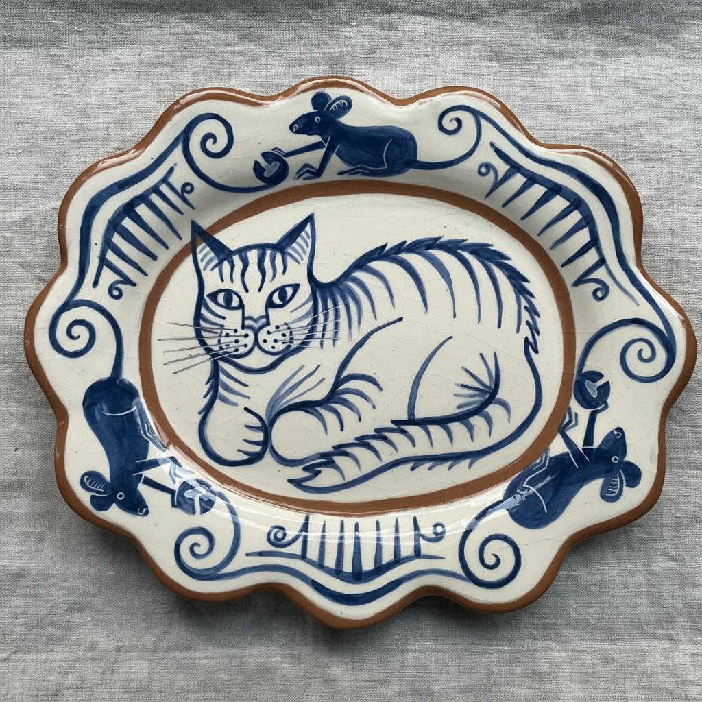 Blue Cat plate by Catherine Phelps