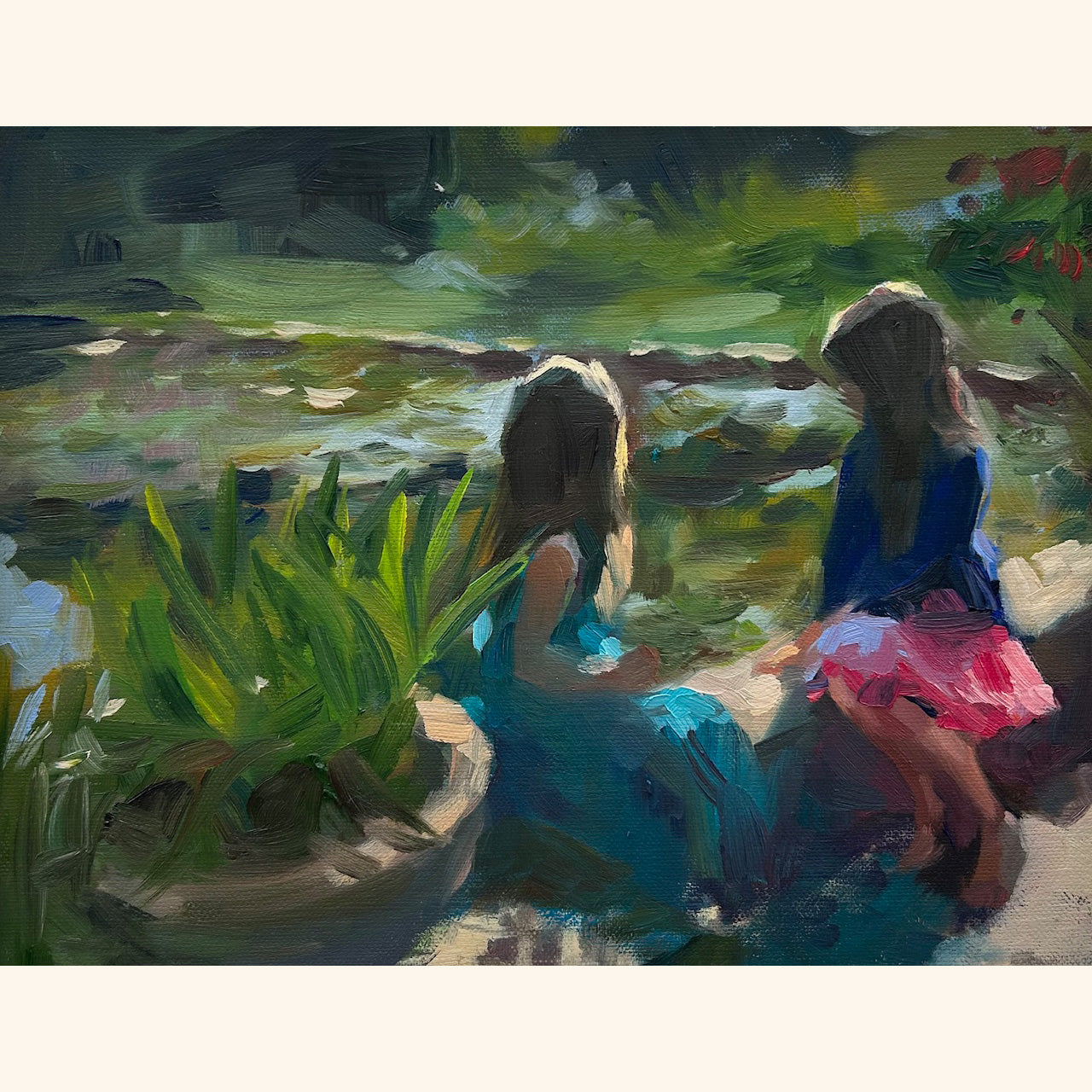 Girls by the Pond, The Courts Garden Holt