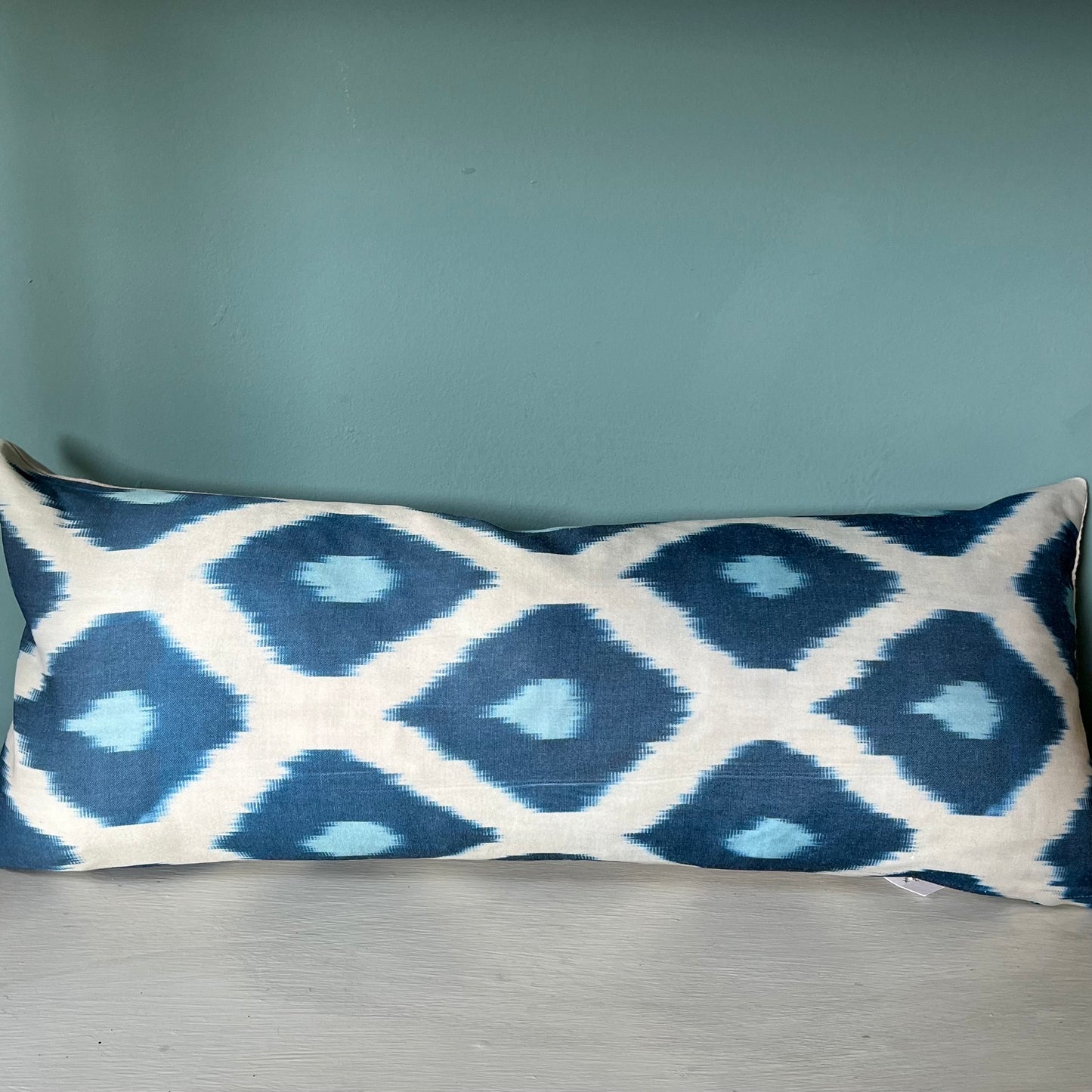 Handwoven blue Ikat cushion