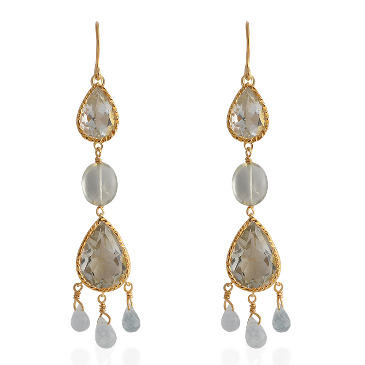 Lola Green Amethyst/Aquamarine Dangle Earrings