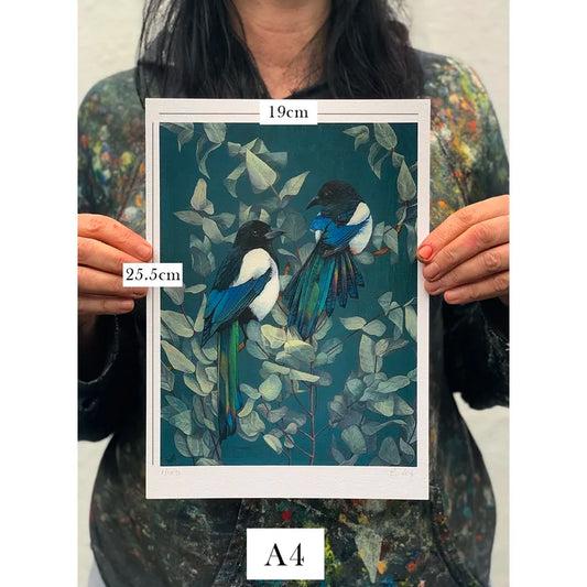 Magpies and Eucalyptus Print by Georgia Cox