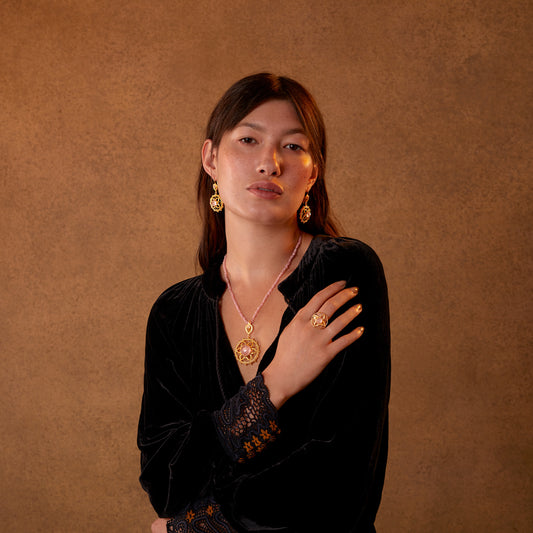 Bali Rose Quartz Pendant Necklace