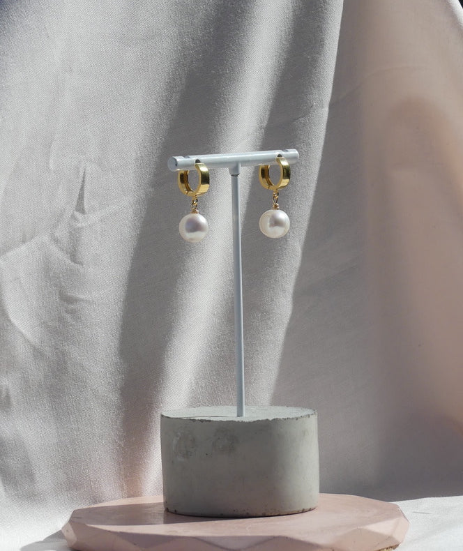 Pearl hoop earrings