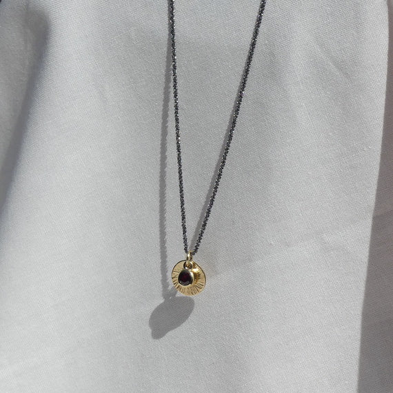 Starburst_Garnet_necklace_oxidised_Design_Vaults_Jewellery_1