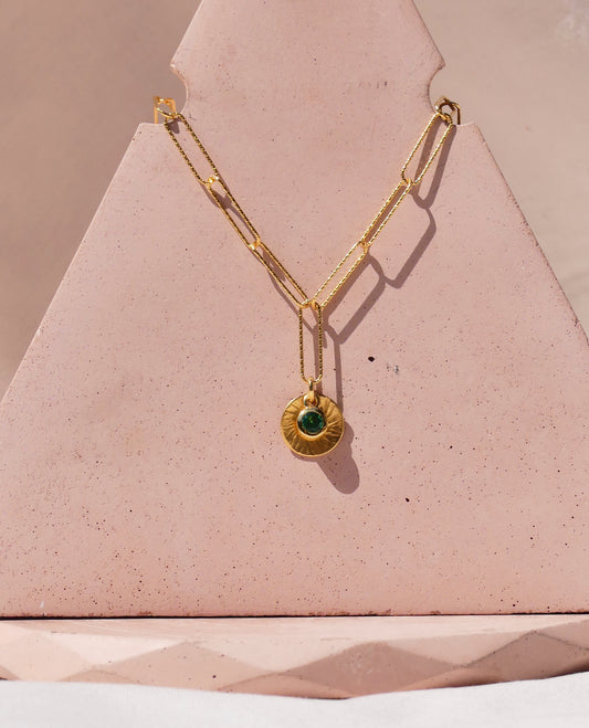 Sunburst Paperclip Gemstone Necklace