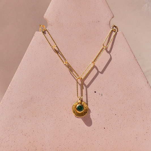 Sunburst Paperclip Gemstone Necklace