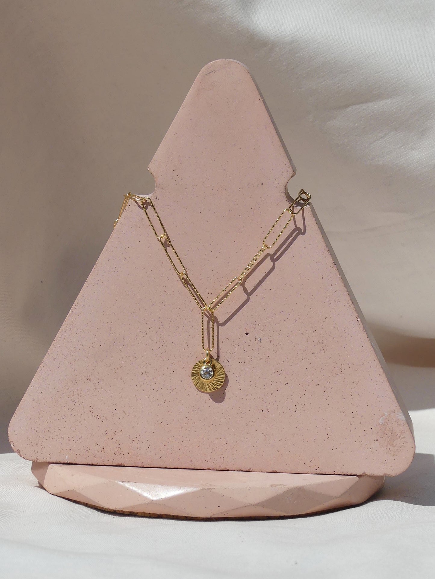 Sunburst Paperclip Gemstone Necklace