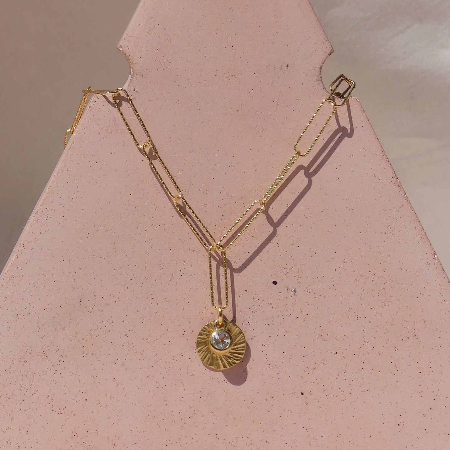 Sunburst Paperclip Gemstone Necklace