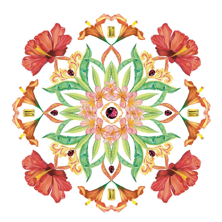 Bali Botanical Mandala Art Print - PASSION