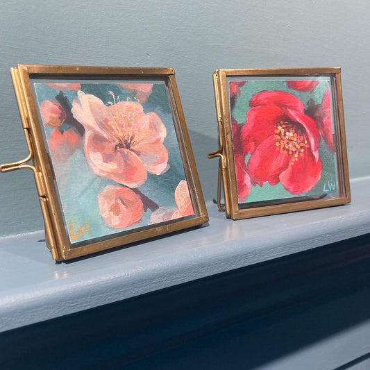 Botanical mini print, brass framed