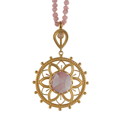 Bali Rose Quartz Pendant Necklace