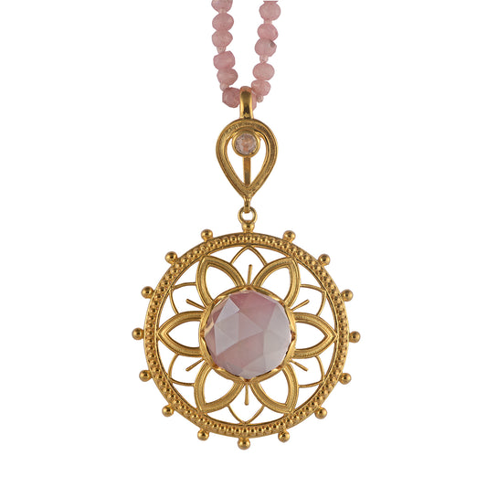 Bali Rose Quartz Pendant Necklace