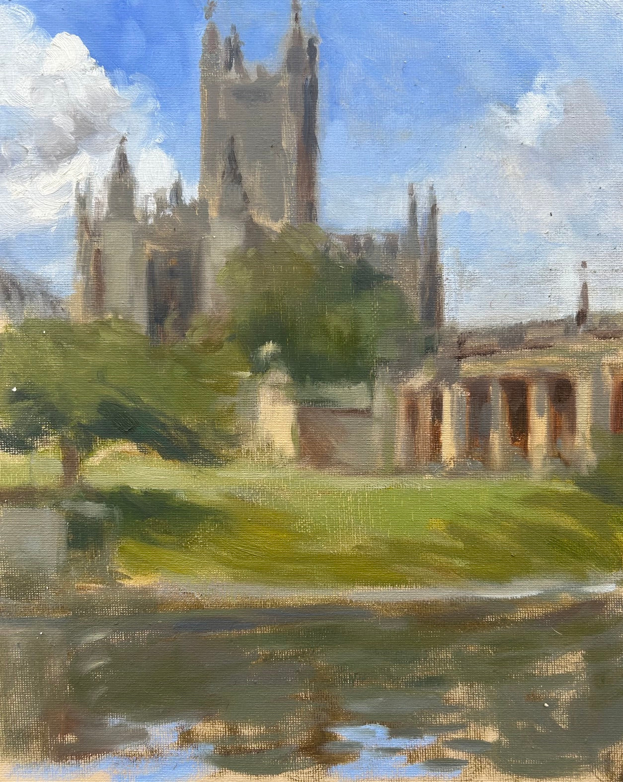 Bath Abbey, Across the River (oil sketch)