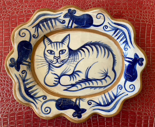 Blue Cat plate by Catherine Phelps