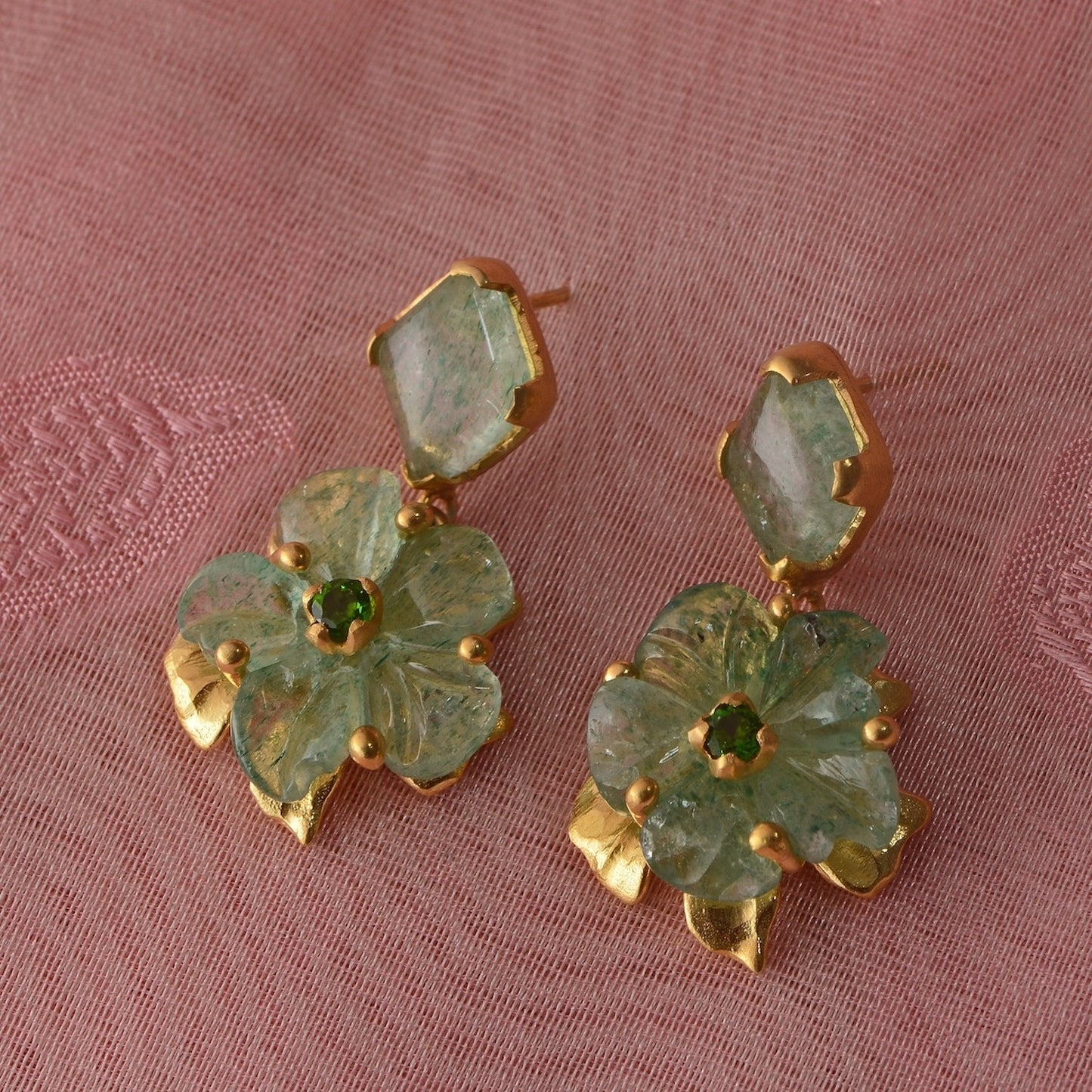 Rosa Strawberry Onyx Diopside Earrings