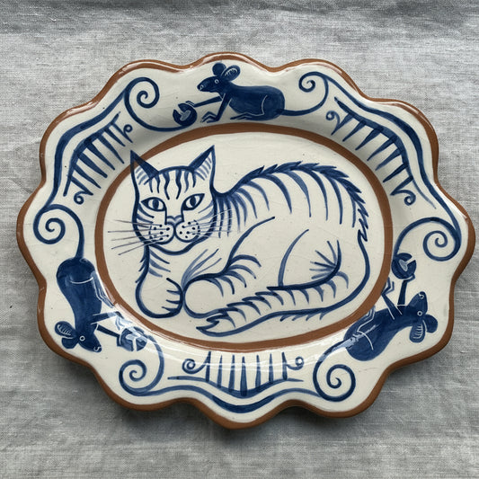 Blue Cat plate by Catherine Phelps