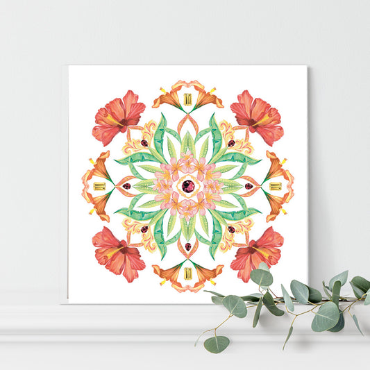 Bali Botanical Mandala Art Print - PASSION