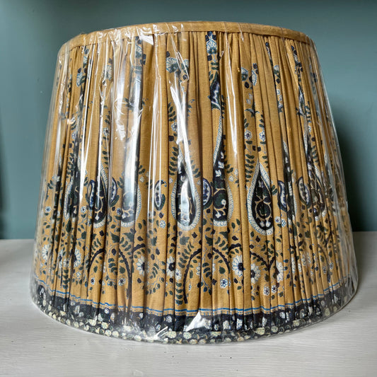 Mustard with navy Vintage Sari Ikat lampshade