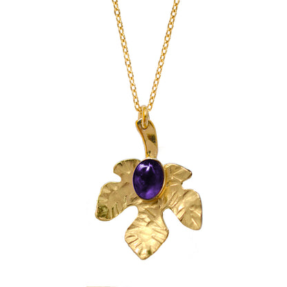 Lily Leaf Pendant with Gemstone