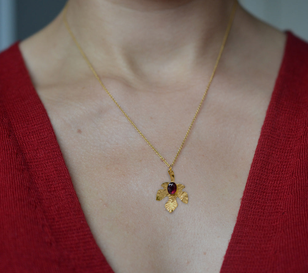 Lily Leaf Pendant with Gemstone