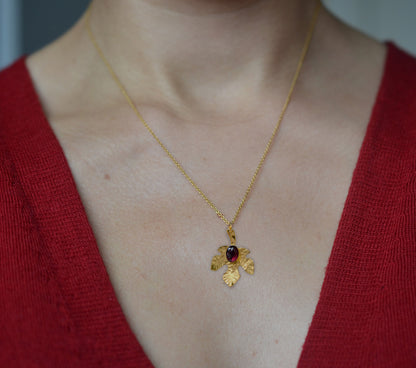 Lily Leaf Pendant with Gemstone