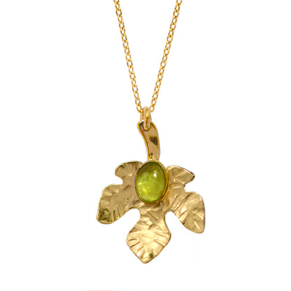 Lily Leaf Pendant with Gemstone