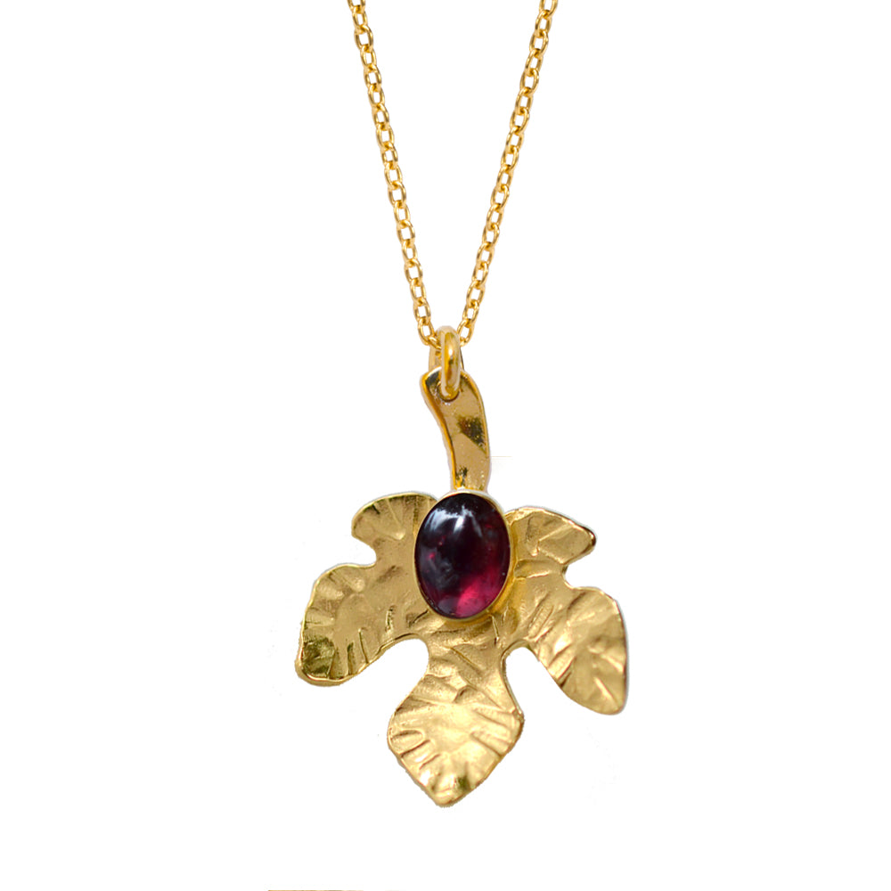 Lily Leaf Pendant with Gemstone