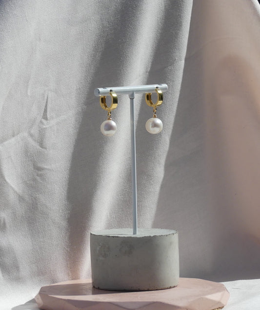 Pearl hoop earrings