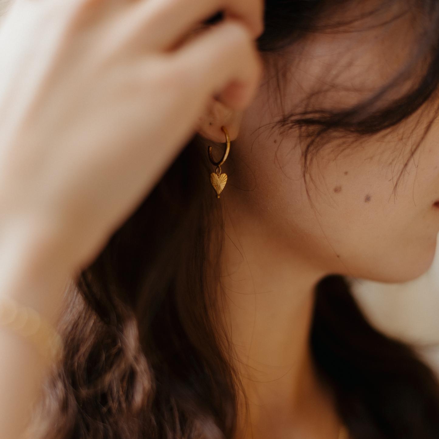 Sunburst Heart Hoop Earrings