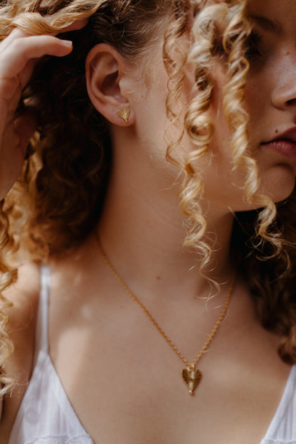 Sunburst Heart Stud Earrings