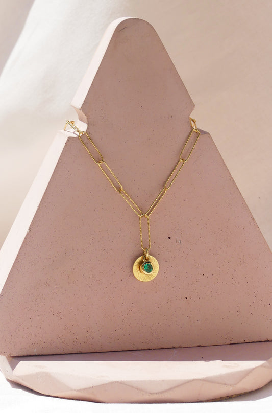 Sunburst Paperclip Gemstone Necklace