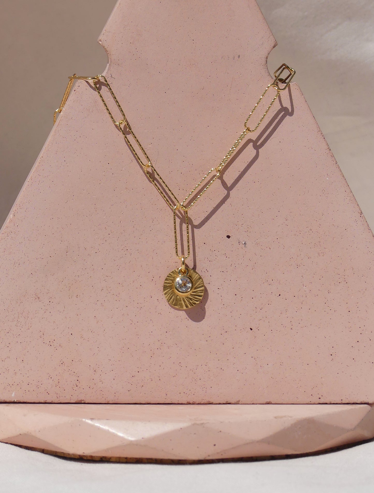 Sunburst Paperclip Gemstone Necklace