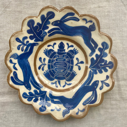 Tortoise and Hare round plate by Catherine Phelps