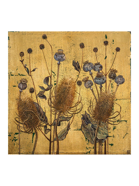 Teasels and Poppy Pods Print by Georgia Cox
