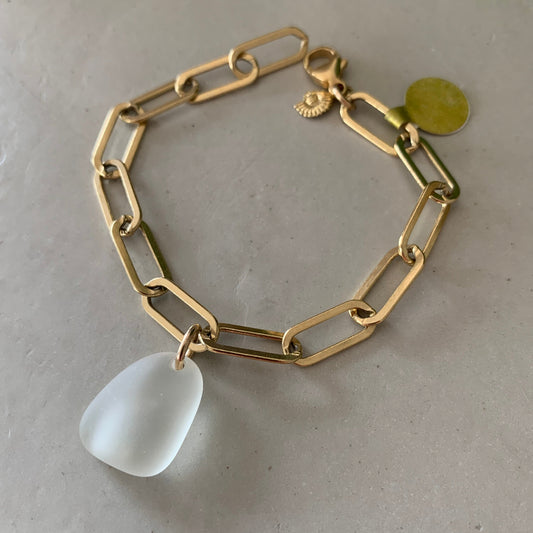 Chunky Bracelet with Sea Glass Drop