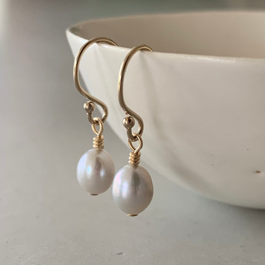 Delicate Rice Pearl Drop Earrings