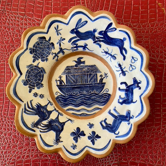 Blue Ark round plate by Catherine Phelps