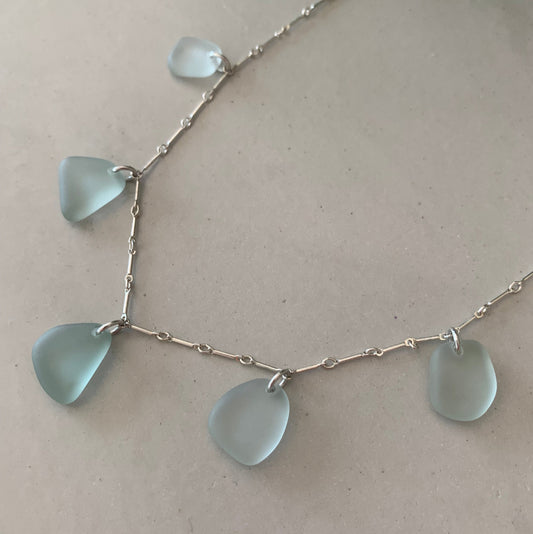 Five Piece Sea Glass Charm Necklace